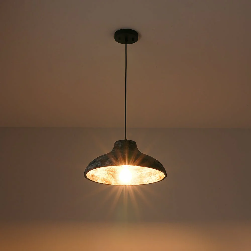 Limed Style Dome Distressed Wooden Single Pendant - Image 9