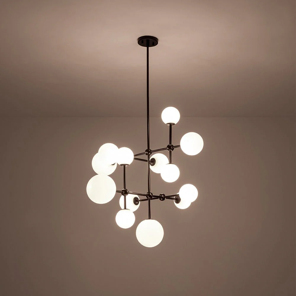 Luminous Opal Glass Globe Geometric Bubble Chandelier - Image 10