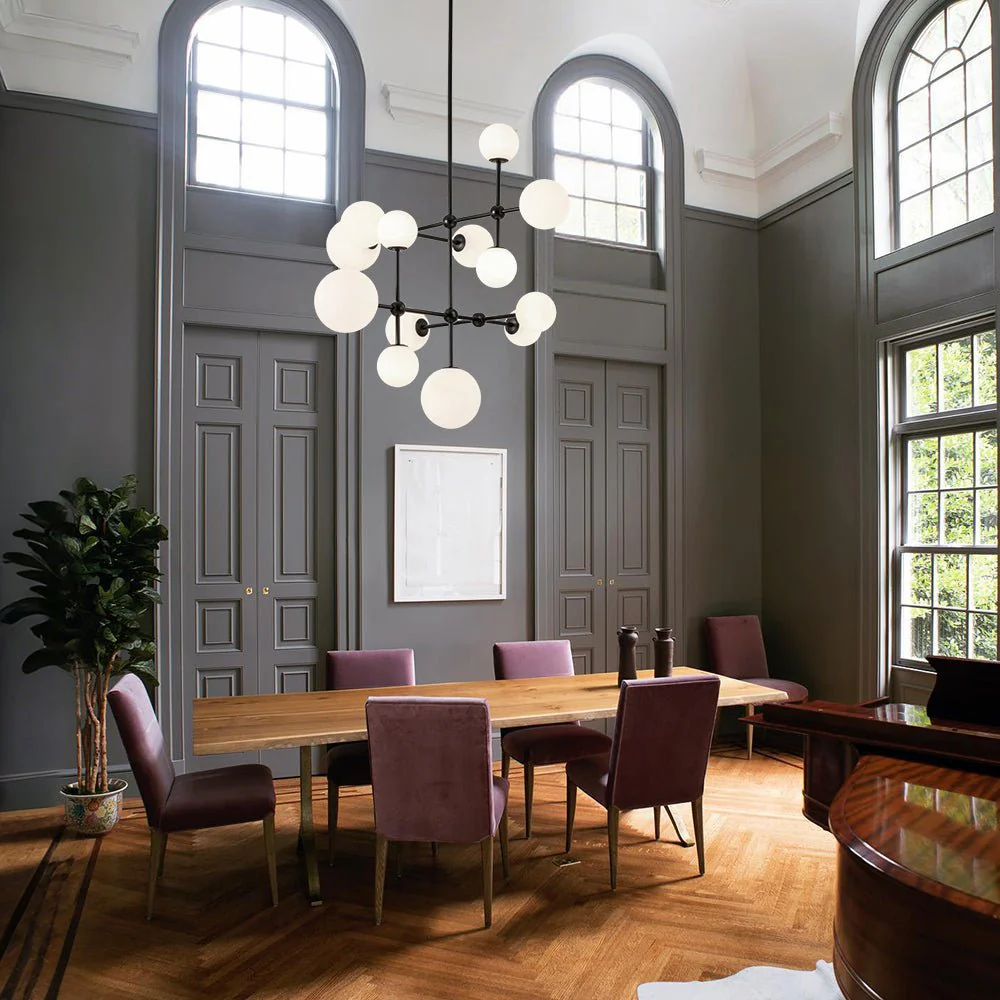 Luminous Opal Glass Globe Geometric Bubble Chandelier - Image 2