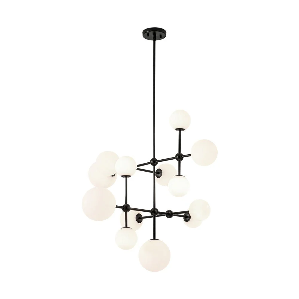 Luminous Opal Glass Globe Geometric Bubble Chandelier - Image 3