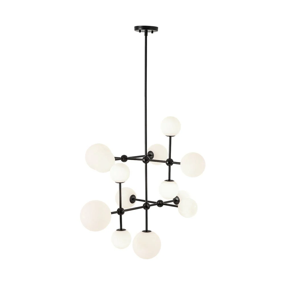 Luminous Opal Glass Globe Geometric Bubble Chandelier - Image 6