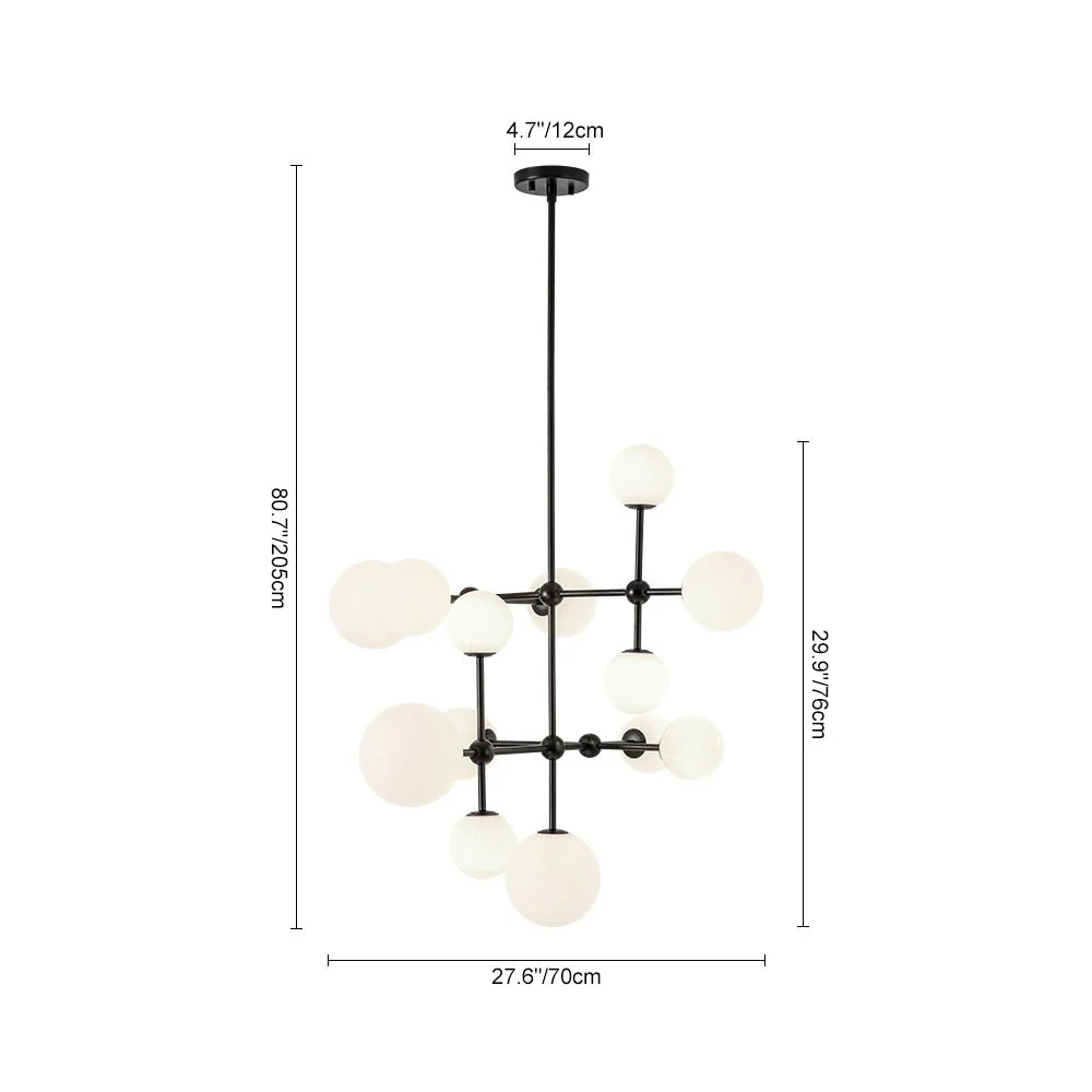 Luminous Opal Glass Globe Geometric Bubble Chandelier - Image 8