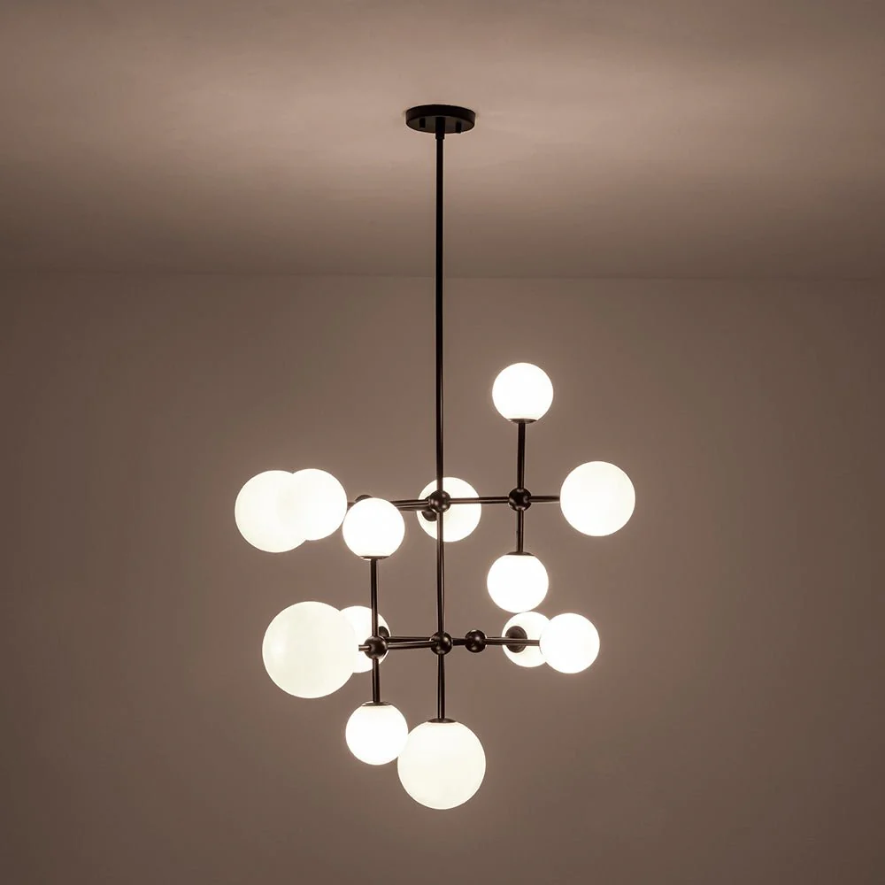 Luminous Opal Glass Globe Geometric Bubble Chandelier - Image 9