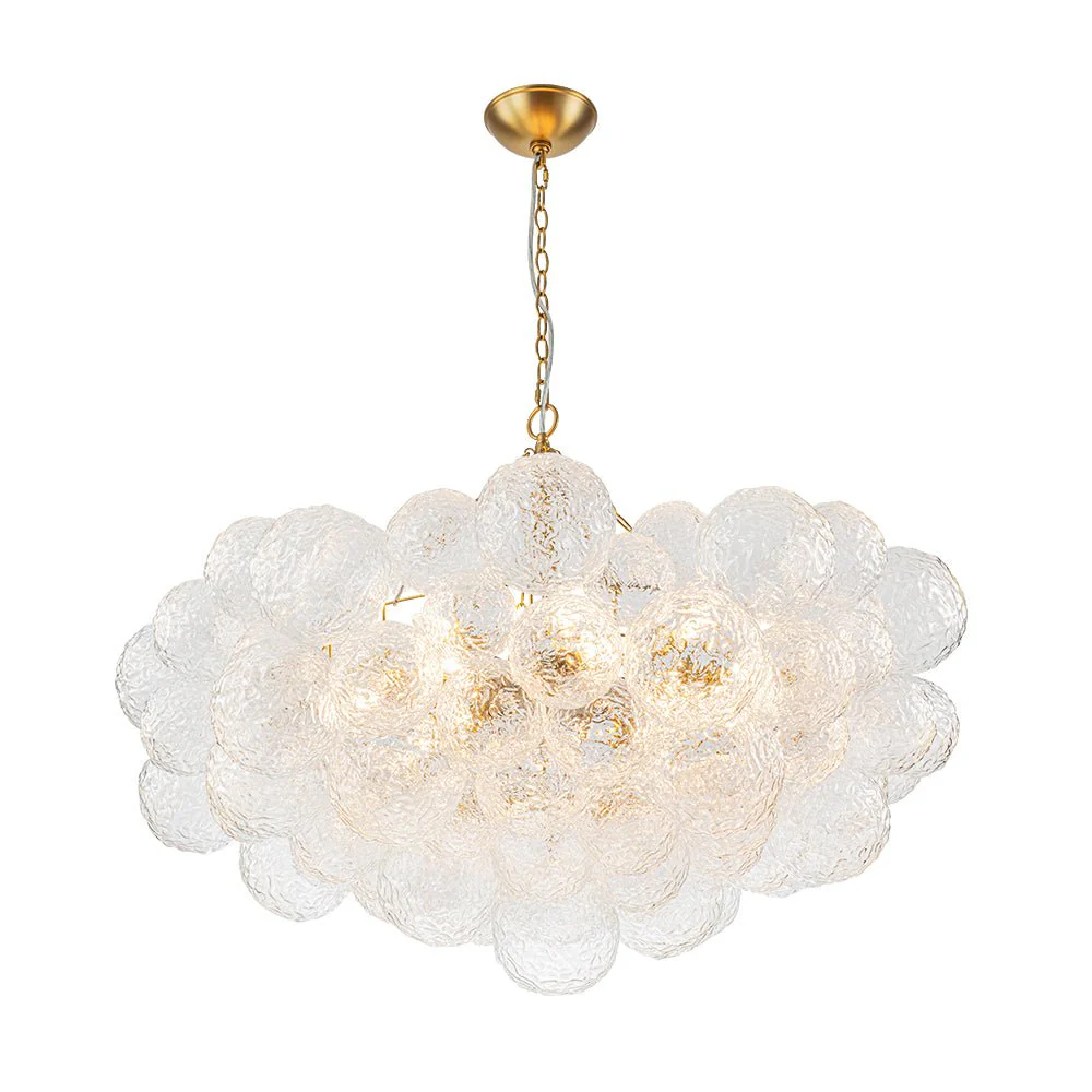 Luxe Large Cluster Rippled Glass Globe Round Bubble Chandelier - Image 10