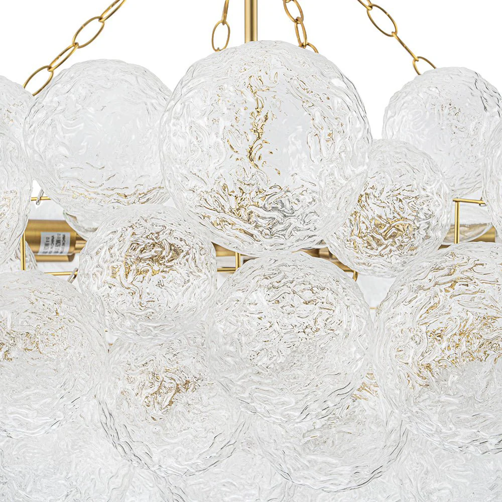 Luxe Large Cluster Rippled Glass Globe Round Bubble Chandelier - Image 12