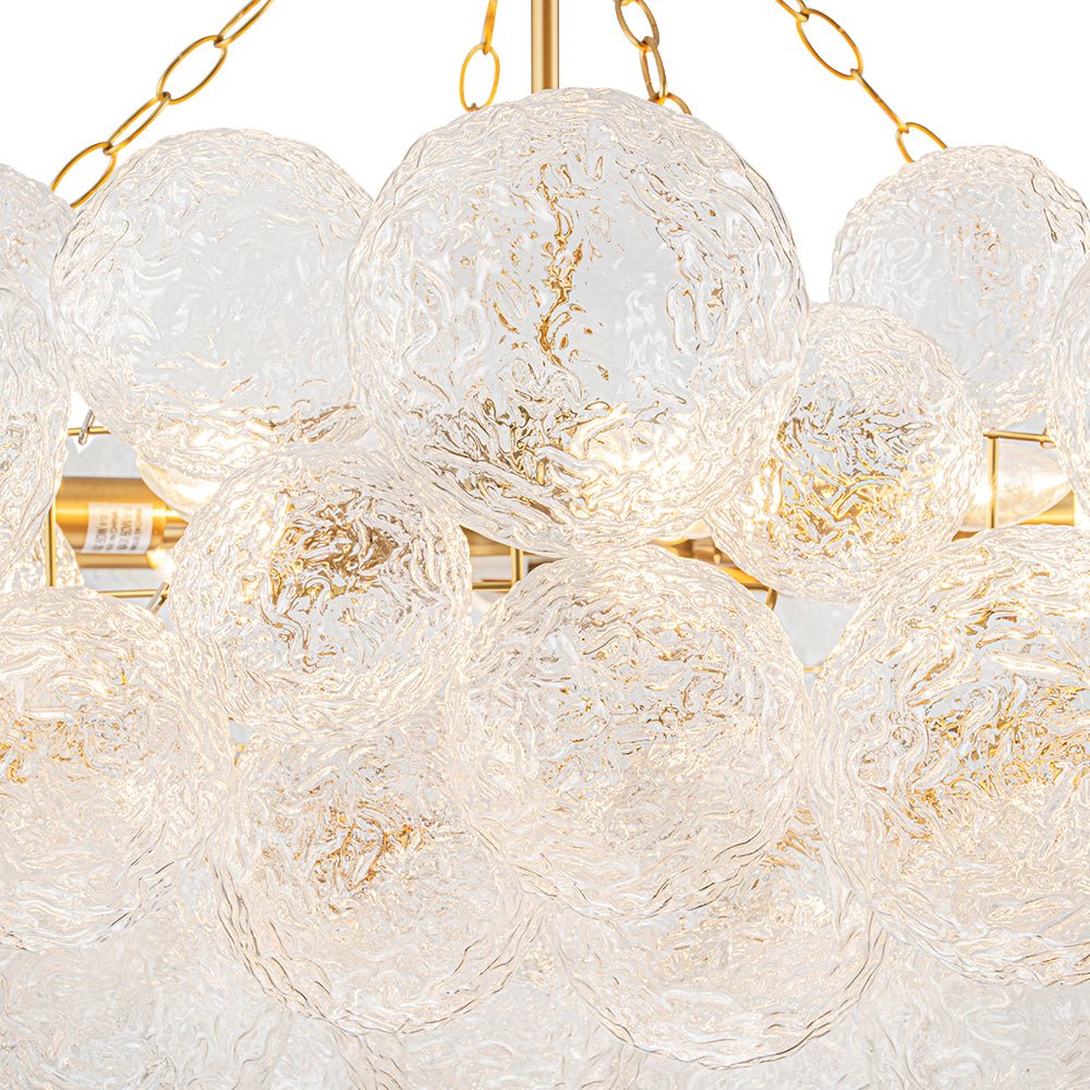 Luxe Large Cluster Rippled Glass Globe Round Bubble Chandelier - Image 13