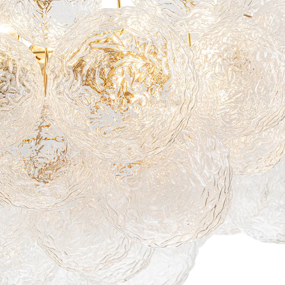Luxe Large Cluster Rippled Glass Globe Round Bubble Chandelier - Image 14
