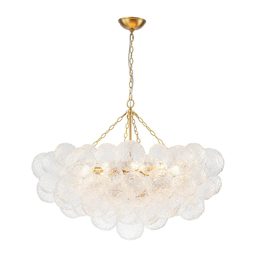 Luxe Large Cluster Rippled Glass Globe Round Bubble Chandelier - Image 6