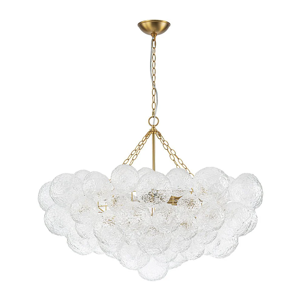 Luxe Large Cluster Rippled Glass Globe Round Bubble Chandelier - Image 7