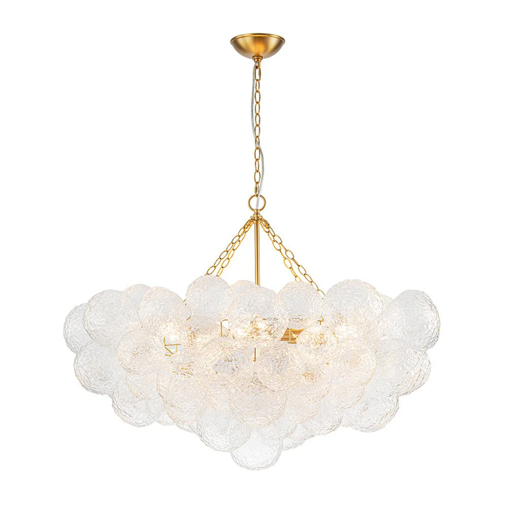 Luxe Large Cluster Rippled Glass Globe Round Bubble Chandelier - Image 8