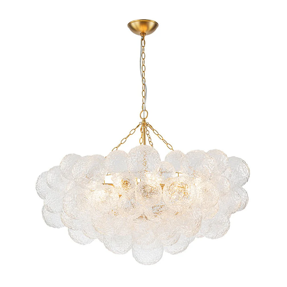 Luxe Large Cluster Rippled Glass Globe Round Bubble Chandelier - Image 9