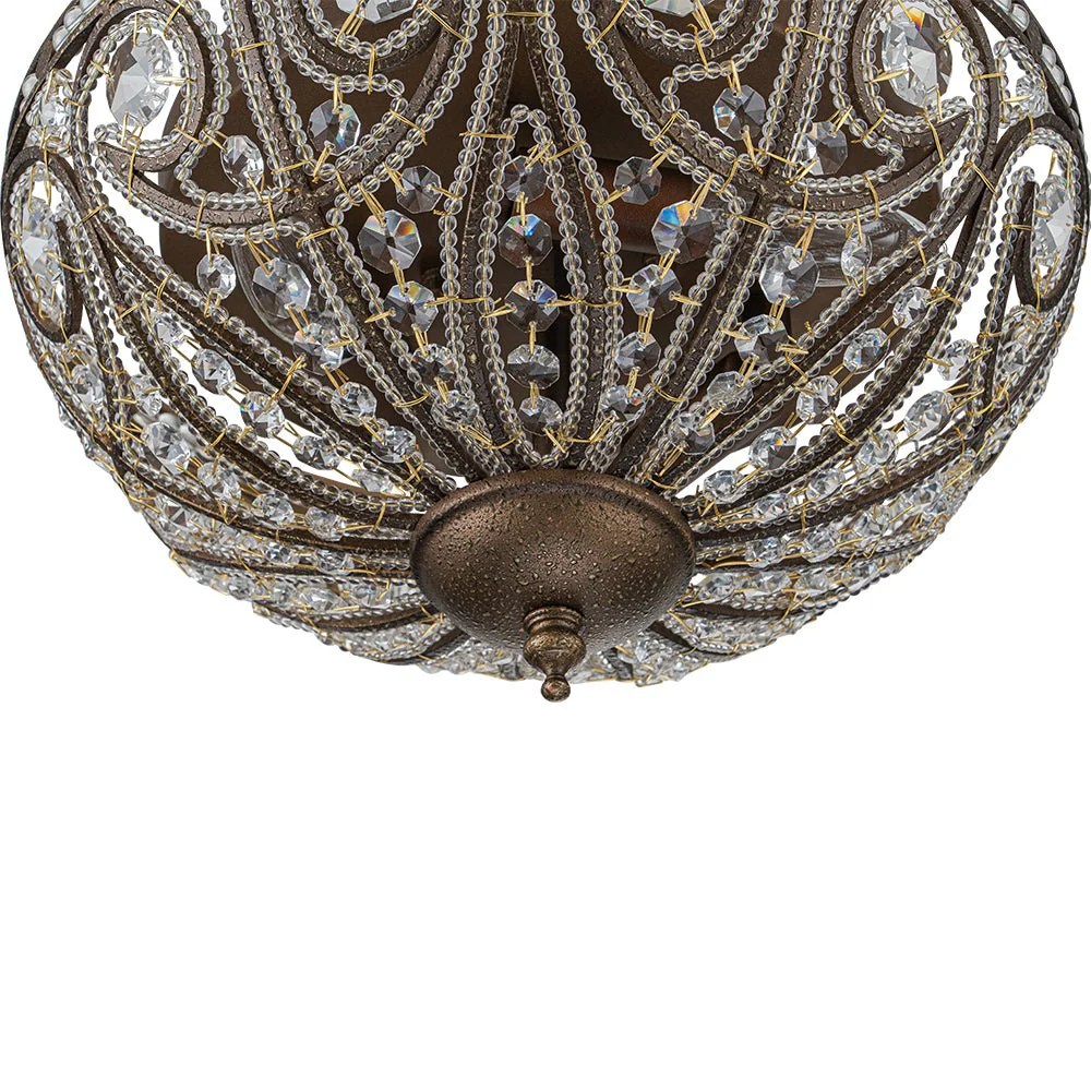 Luxe Moroccan Antique Bronze Crystal Ceiling Light - Image 10