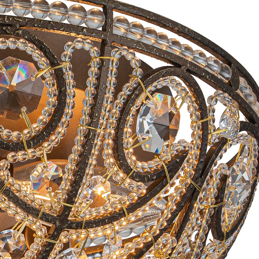 Luxe Moroccan Antique Bronze Crystal Ceiling Light - Image 11