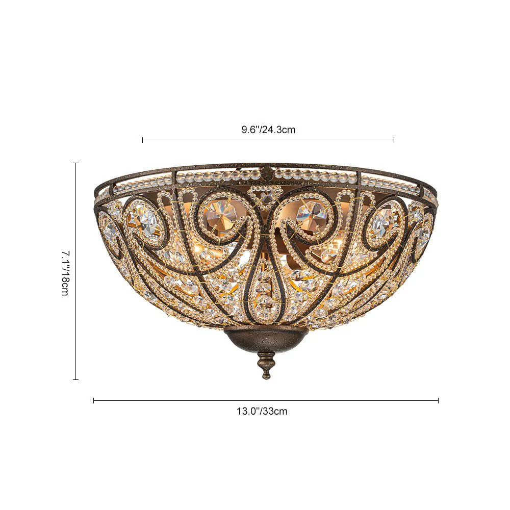 Luxe Moroccan Antique Bronze Crystal Ceiling Light - Image 13