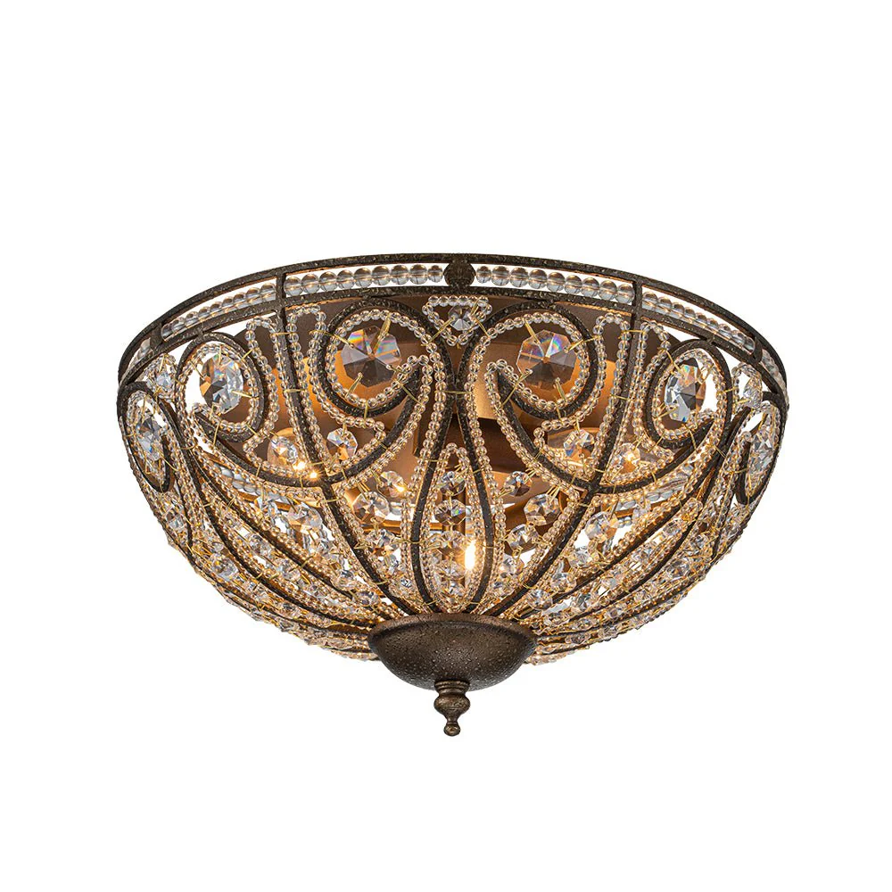 Luxe Moroccan Antique Bronze Crystal Ceiling Light - Image 3