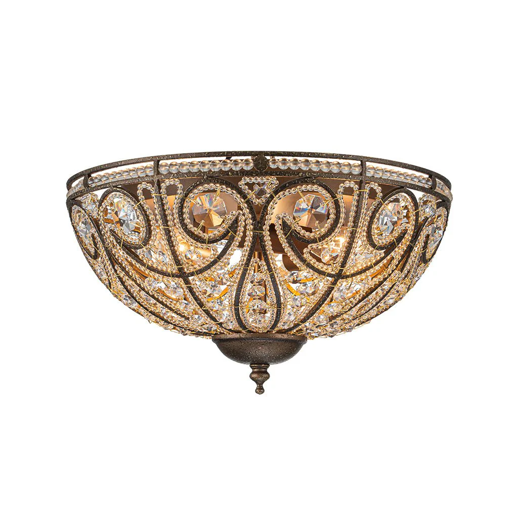 Luxe Moroccan Antique Bronze Crystal Ceiling Light - Image 5