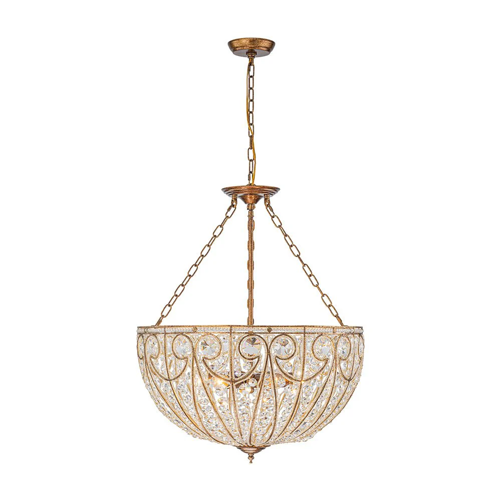 Luxe Moroccan Antique Bronze Crystal Round Cage Chandelier - Image 13