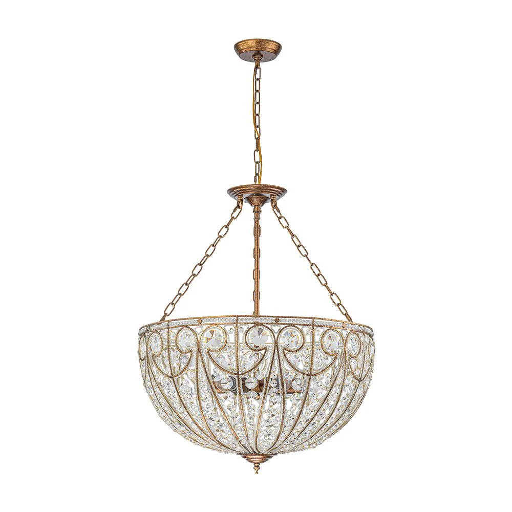 Luxe Moroccan Antique Bronze Crystal Round Cage Chandelier - Image 15