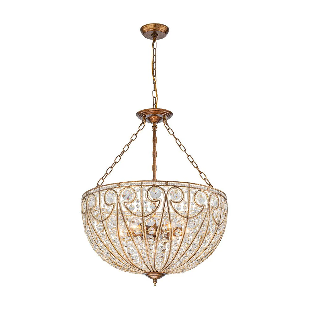 Luxe Moroccan Antique Bronze Crystal Round Cage Chandelier - Image 16