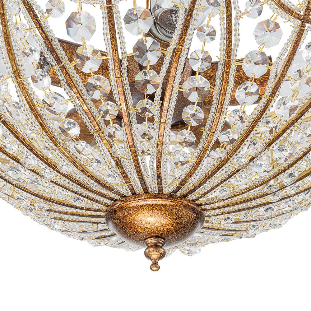 Luxe Moroccan Antique Bronze Crystal Round Cage Chandelier - Image 22