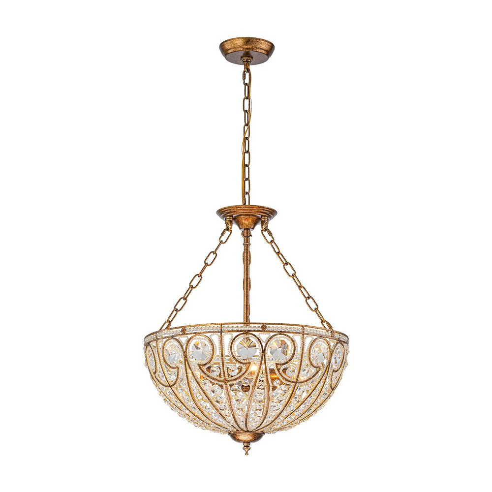 Luxe Moroccan Antique Bronze Crystal Round Cage Chandelier - Image 5
