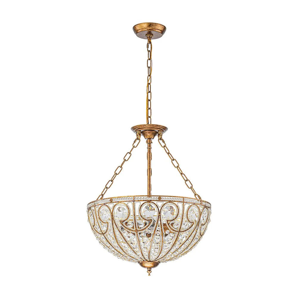 Luxe Moroccan Antique Bronze Crystal Round Cage Chandelier - Image 6