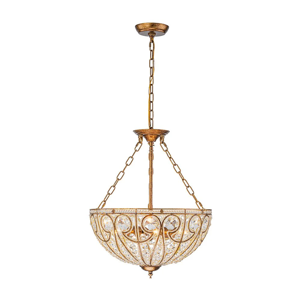 Luxe Moroccan Antique Bronze Crystal Round Cage Chandelier - Image 7