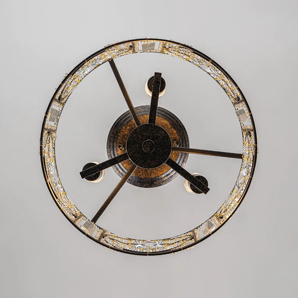 Luxe Moroccan Antique Crystal Drum Semi Flush Mount - Image 11