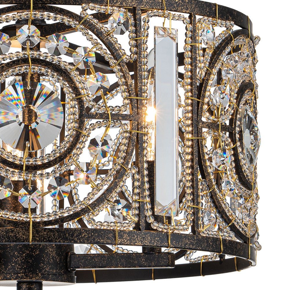 Luxe Moroccan Antique Crystal Drum Semi Flush Mount - Image 12