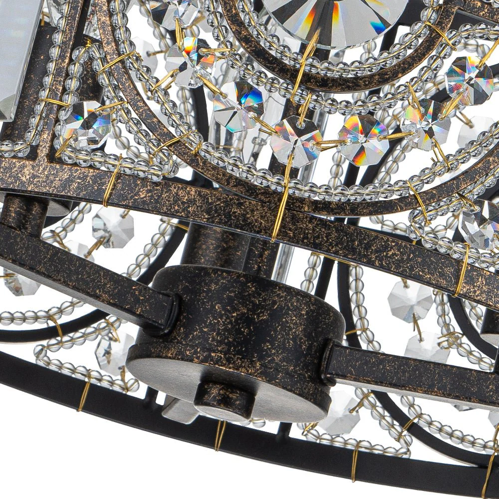 Luxe Moroccan Antique Crystal Drum Semi Flush Mount - Image 13