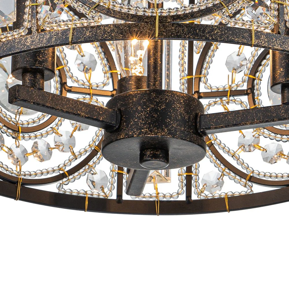 Luxe Moroccan Antique Crystal Drum Semi Flush Mount - Image 14