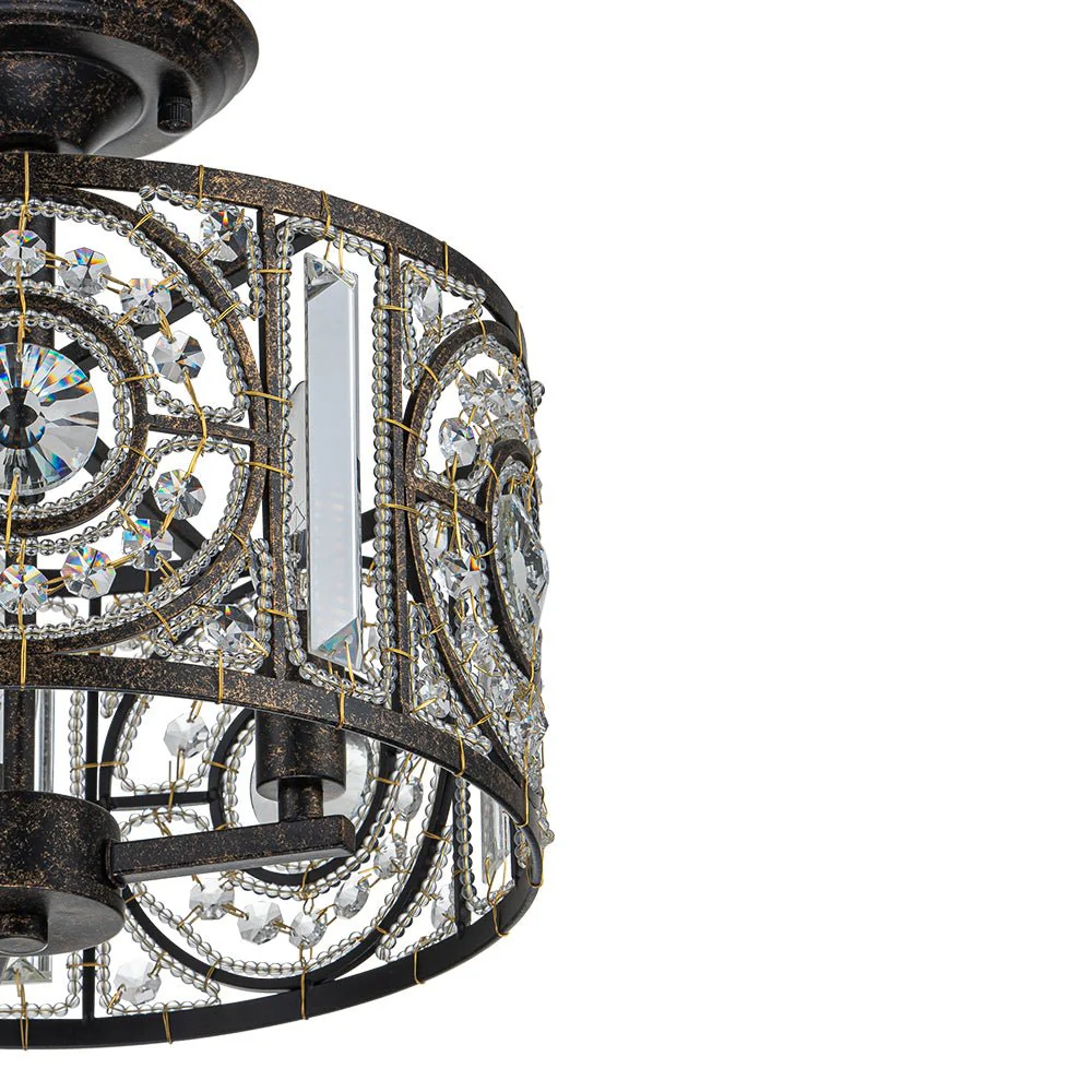 Luxe Moroccan Antique Crystal Drum Semi Flush Mount - Image 15