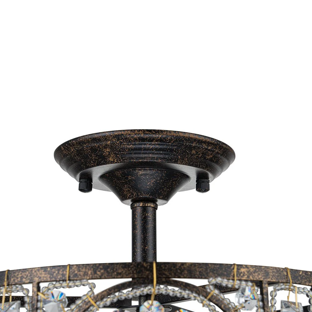 Luxe Moroccan Antique Crystal Drum Semi Flush Mount - Image 17
