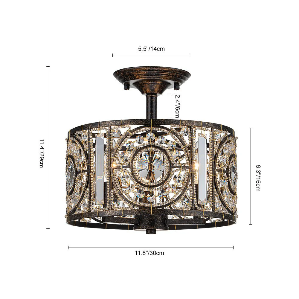 Luxe Moroccan Antique Crystal Drum Semi Flush Mount - Image 18