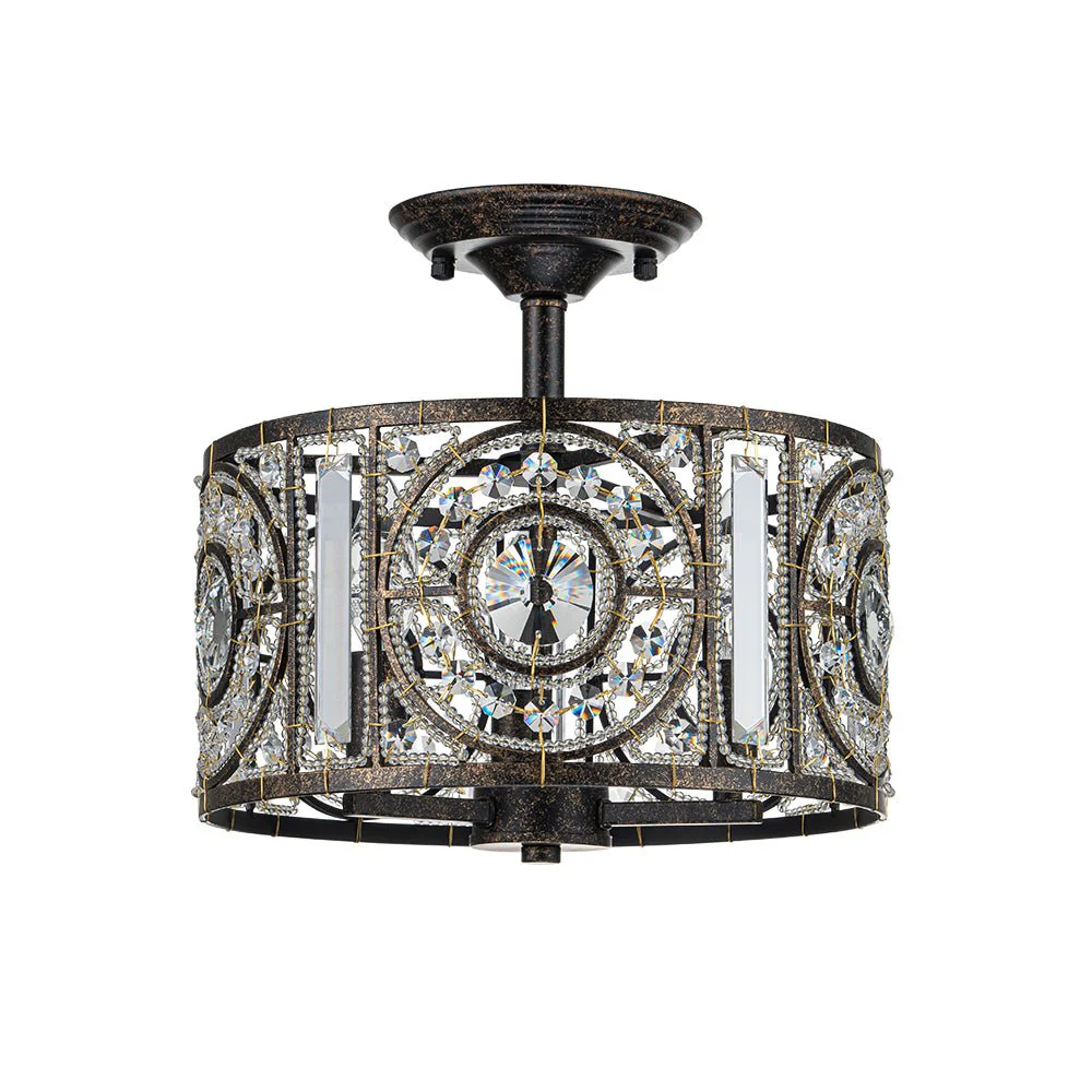 Luxe Moroccan Antique Crystal Drum Semi Flush Mount - Image 7