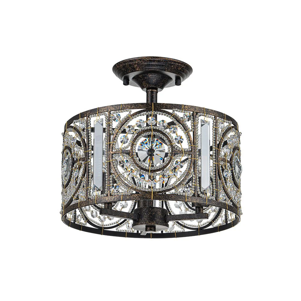 Luxe Moroccan Antique Crystal Drum Semi Flush Mount - Image 9