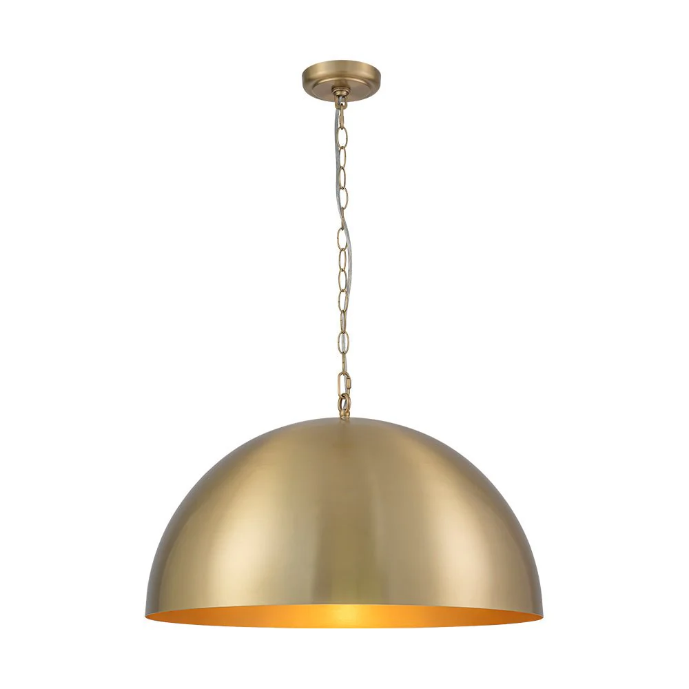 Luxe Oversized Brushed Brass Iron Large Dome Pendant Light - Image 10