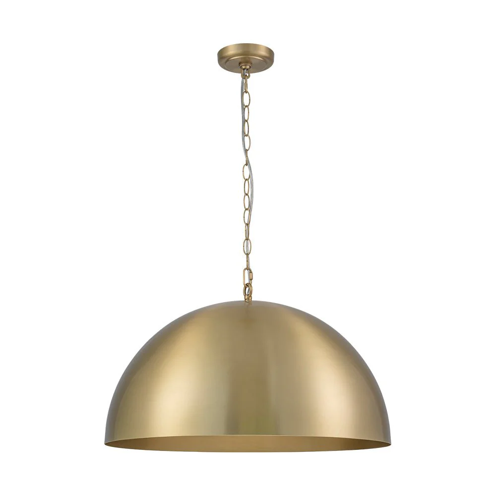 Luxe Oversized Brushed Brass Iron Large Dome Pendant Light - Image 11
