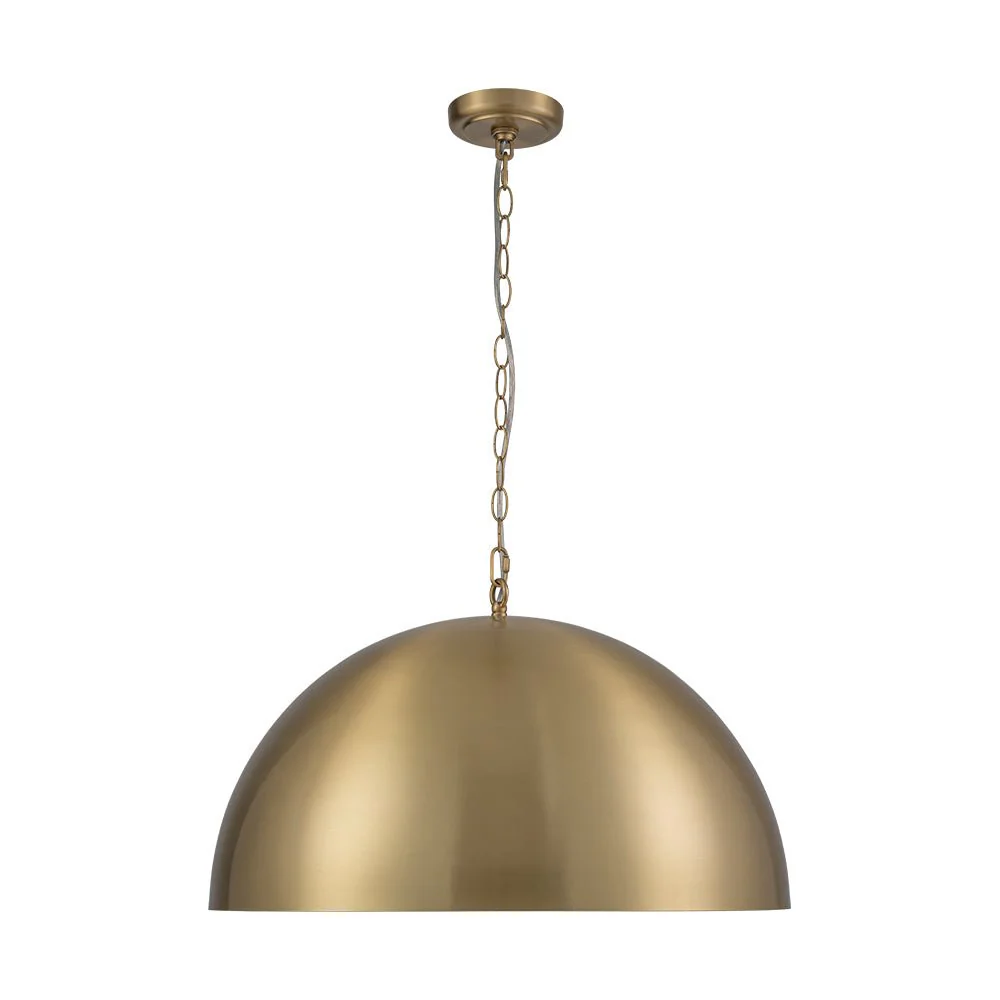 Luxe Oversized Brushed Brass Iron Large Dome Pendant Light - Image 12