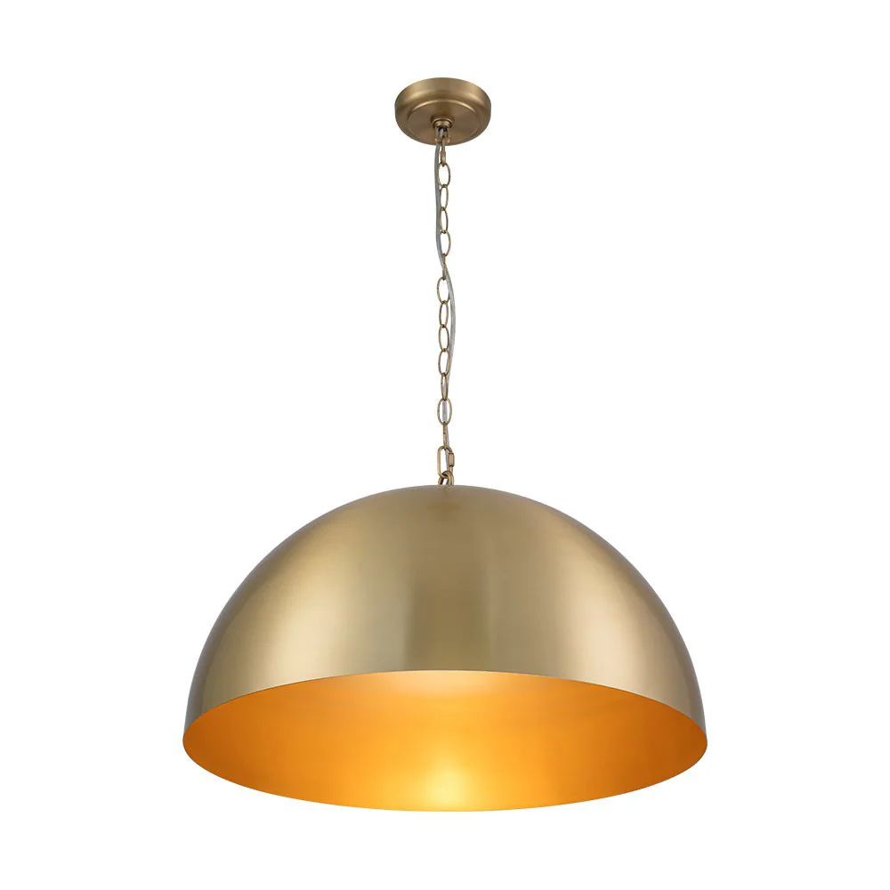 Luxe Oversized Brushed Brass Iron Large Dome Pendant Light - Image 13