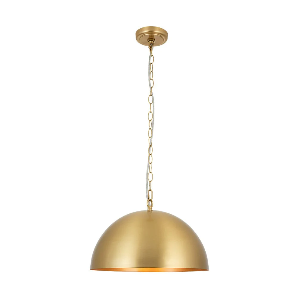 Luxe Oversized Brushed Brass Iron Large Dome Pendant Light - Image 14