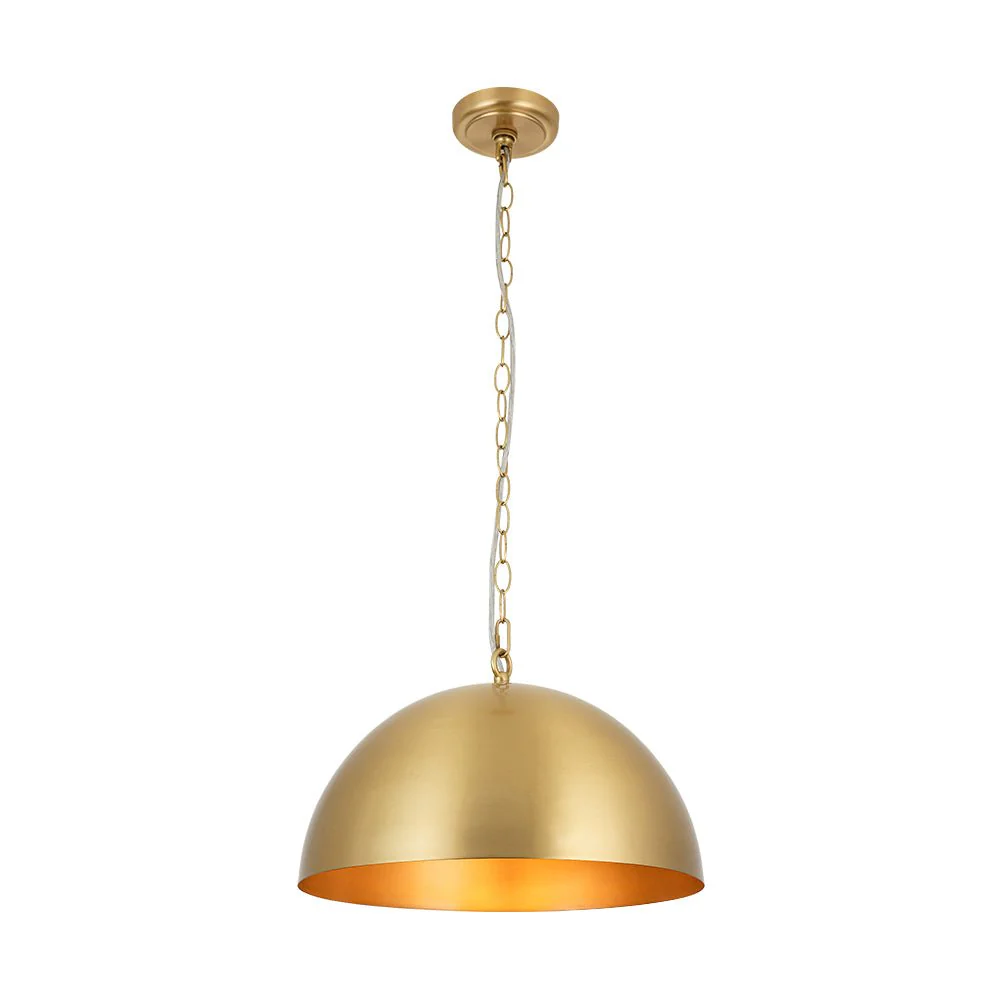 Luxe Oversized Brushed Brass Iron Large Dome Pendant Light - Image 15