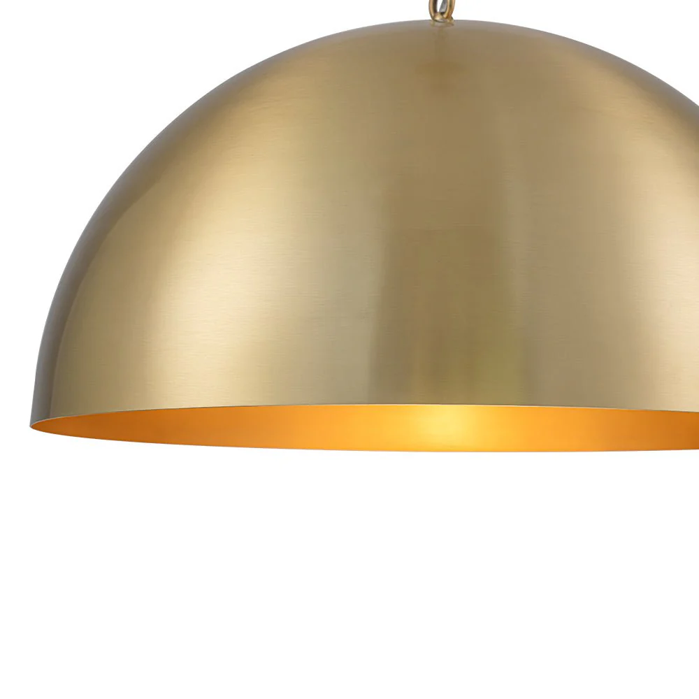 Luxe Oversized Brushed Brass Iron Large Dome Pendant Light - Image 17