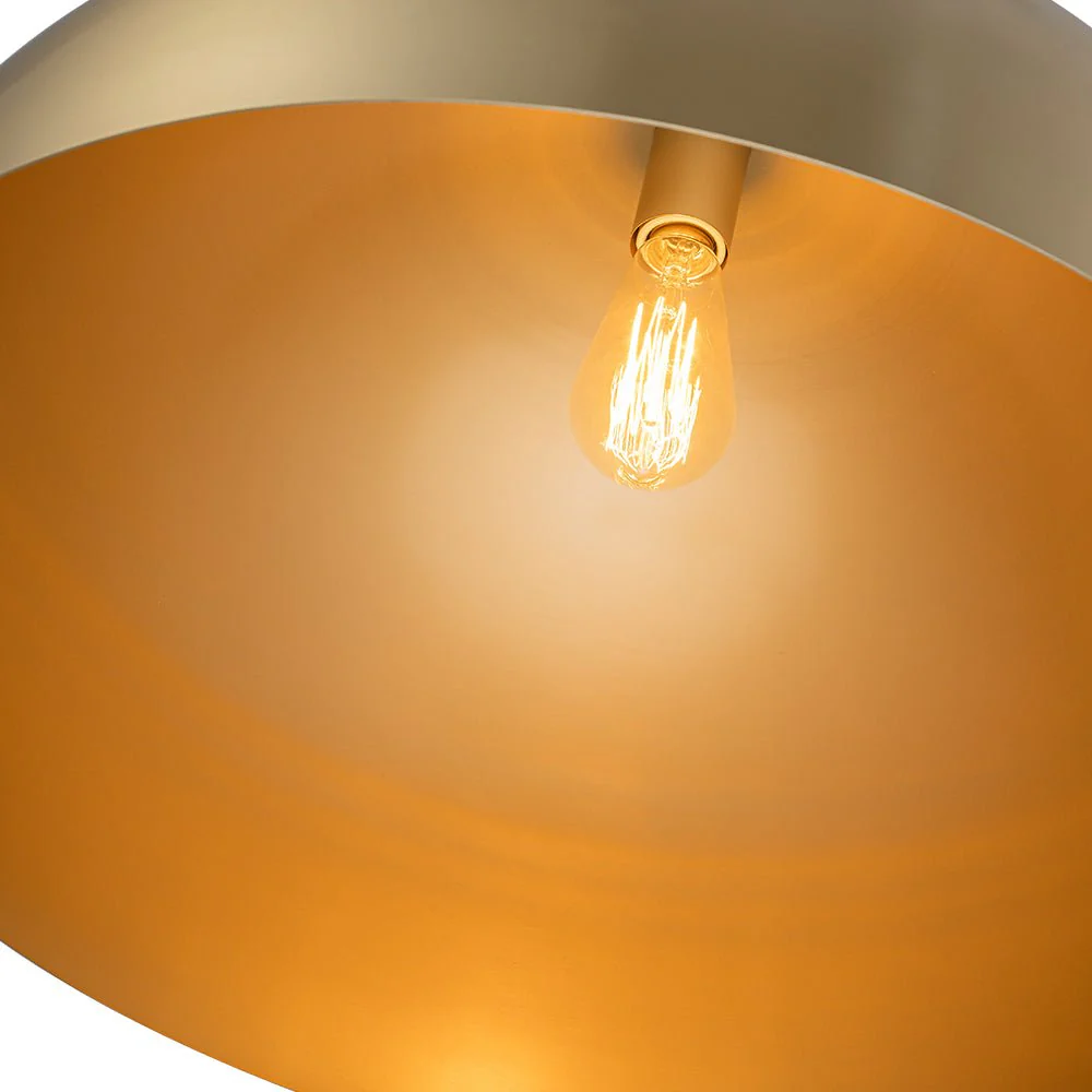 Luxe Oversized Brushed Brass Iron Large Dome Pendant Light - Image 19