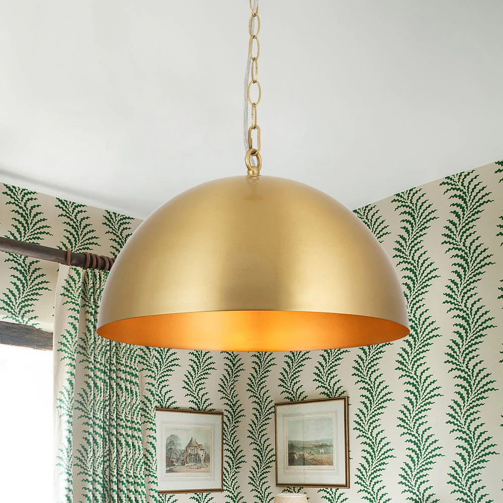 Luxe Oversized Brushed Brass Iron Large Dome Pendant Light - Image 3