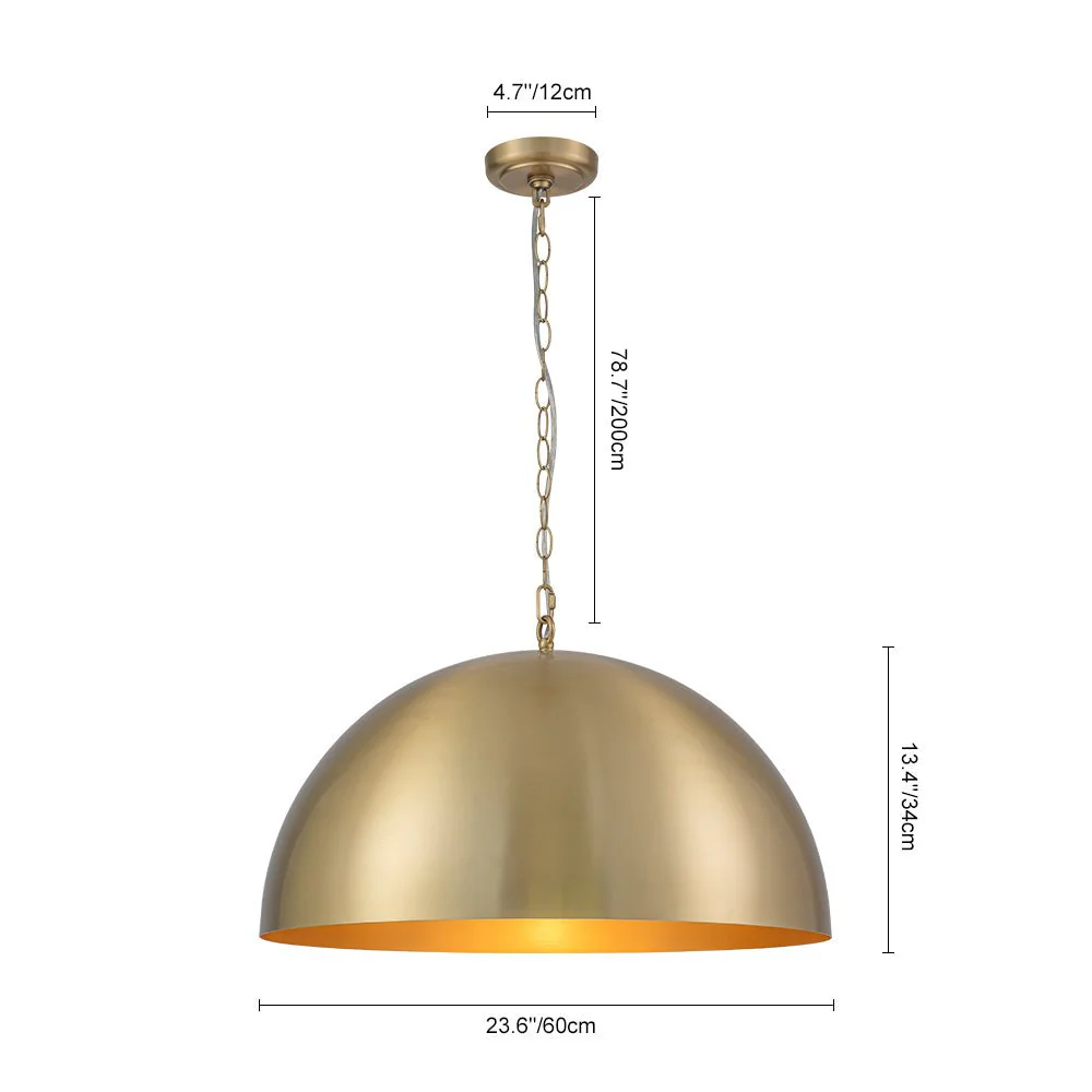 Luxe Oversized Brushed Brass Iron Large Dome Pendant Light - Image 5