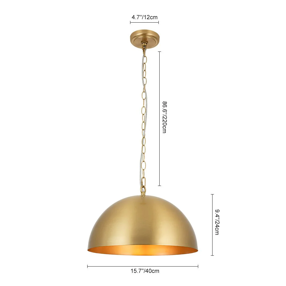 Luxe Oversized Brushed Brass Iron Large Dome Pendant Light - Image 6