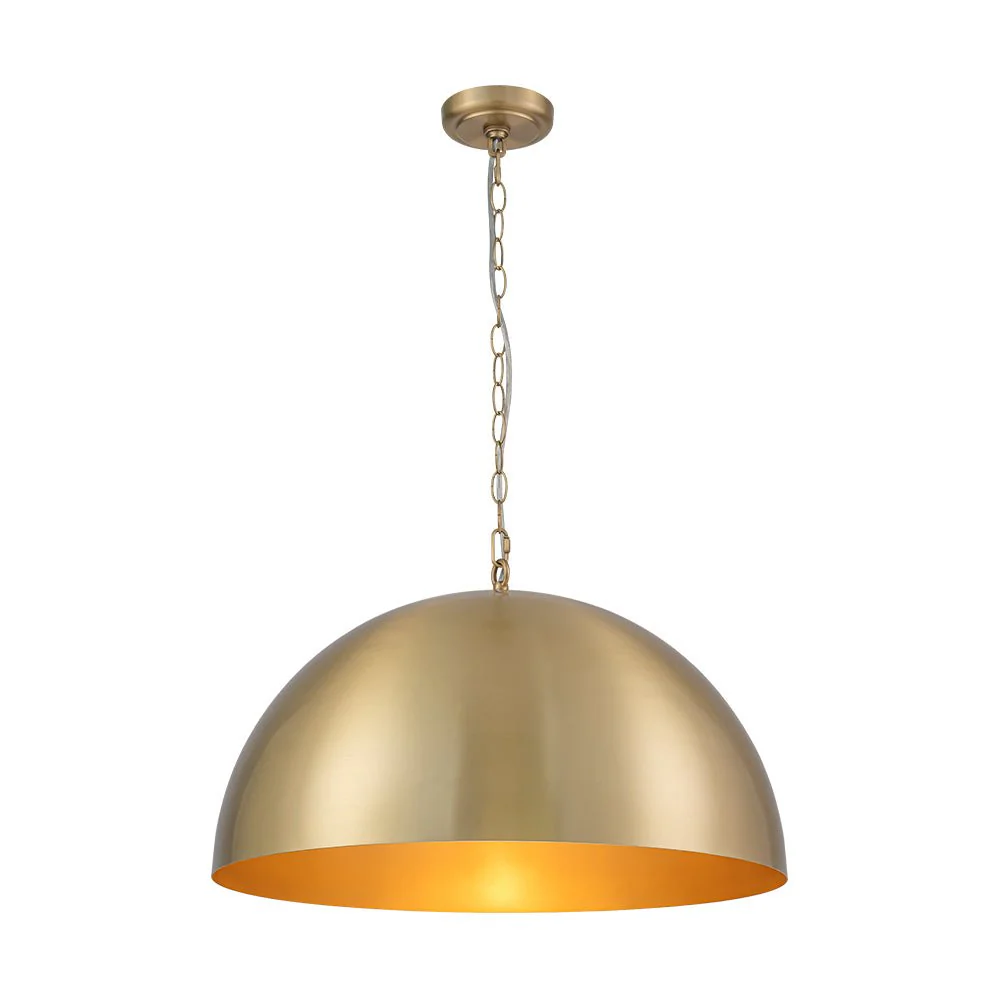 Luxe Oversized Brushed Brass Iron Large Dome Pendant Light - Image 7