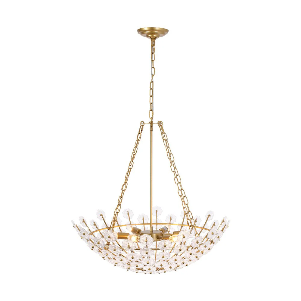 Luxe Sculpture Bloom Glass Floral Brass Basket Chandelier - Image 6