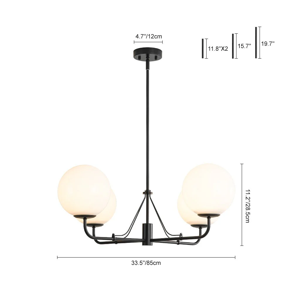 Luxury 4-Light Shine Opal Glass Globe Sputnik Chandelier - Image 7